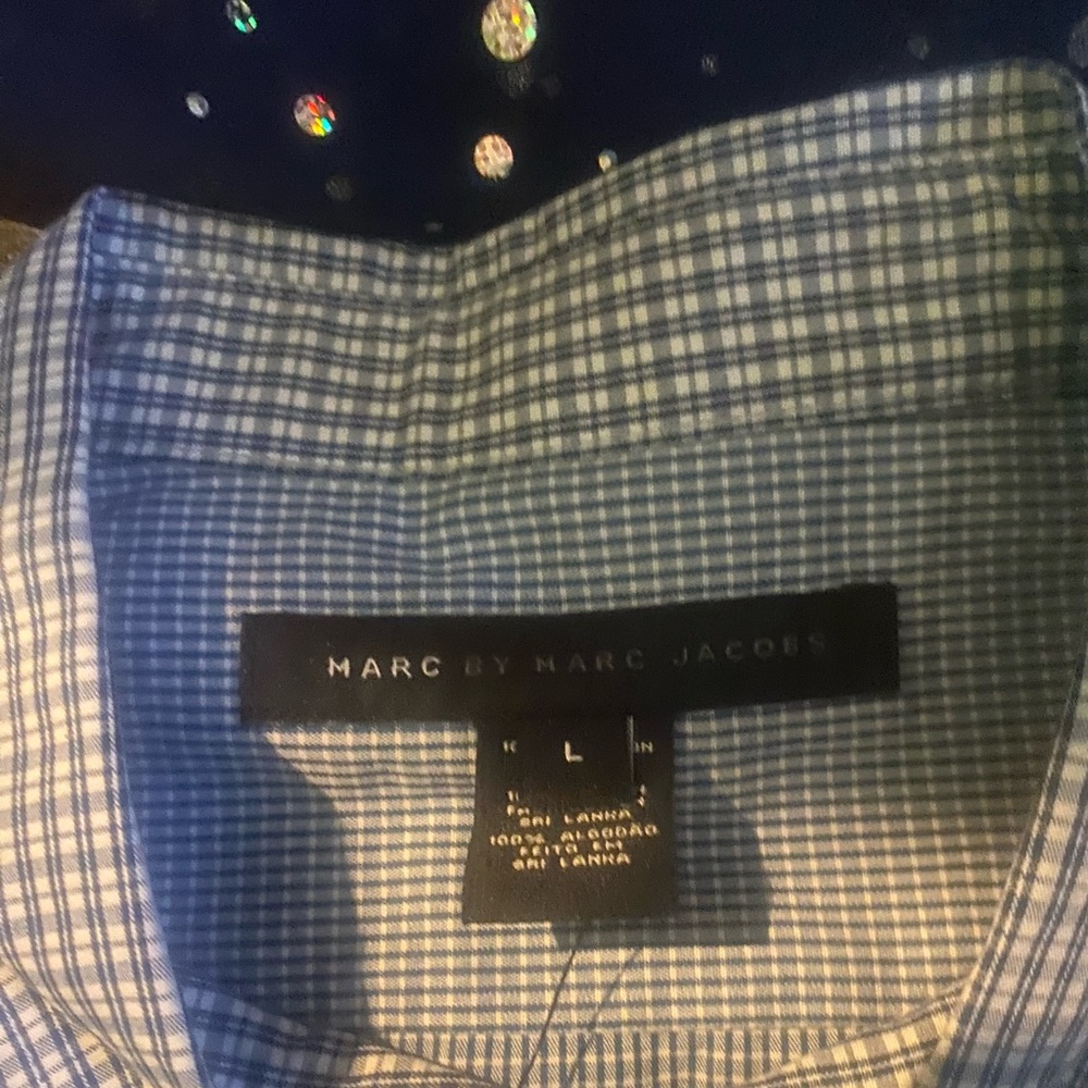 NWT MARC BY MARC JACOBS BLUE CHECK PRNT SUMMER LUX Shirt - Picture 3 of 11